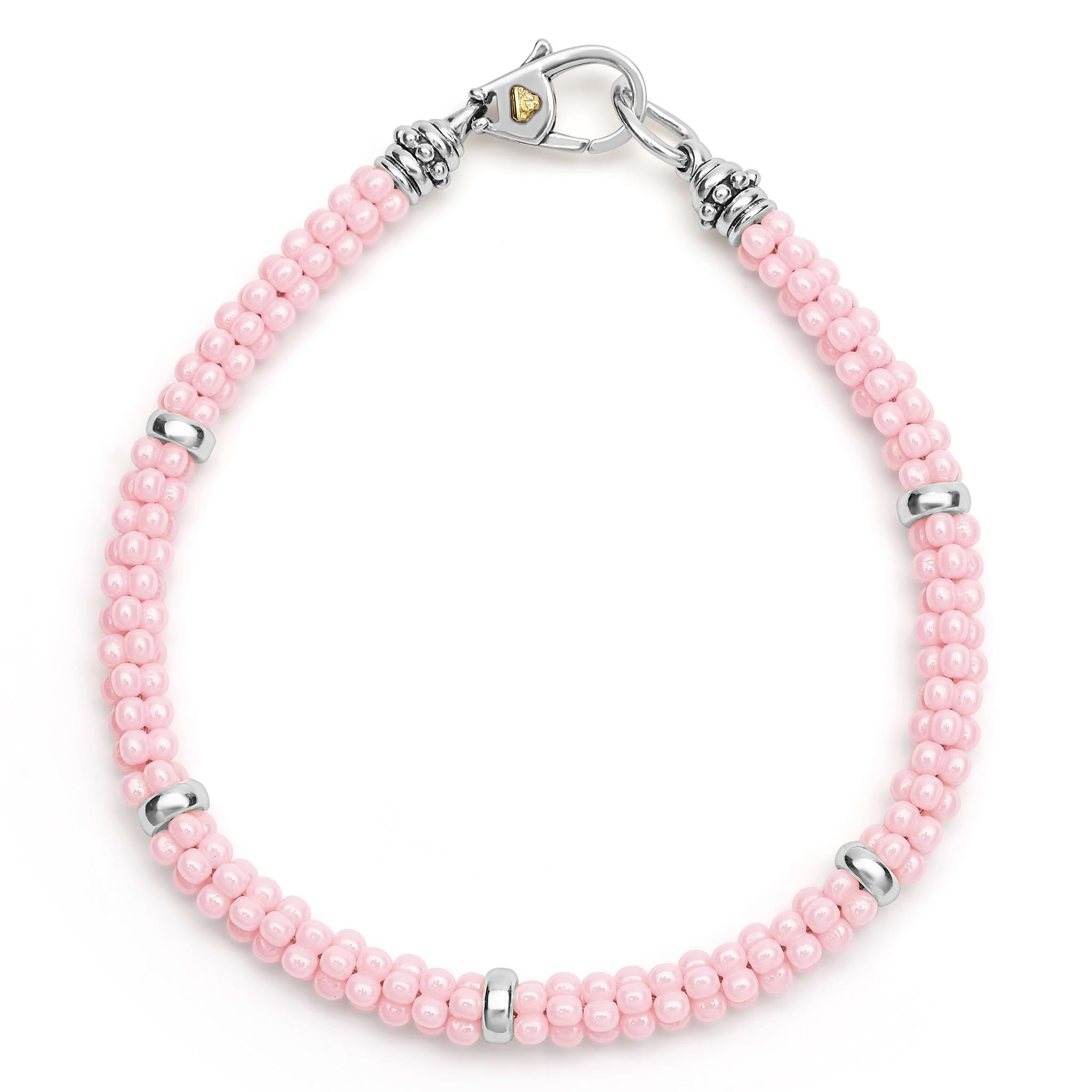 LAGOS Pink Caviar Five Silver Station 5mm Ceramic Bracelet