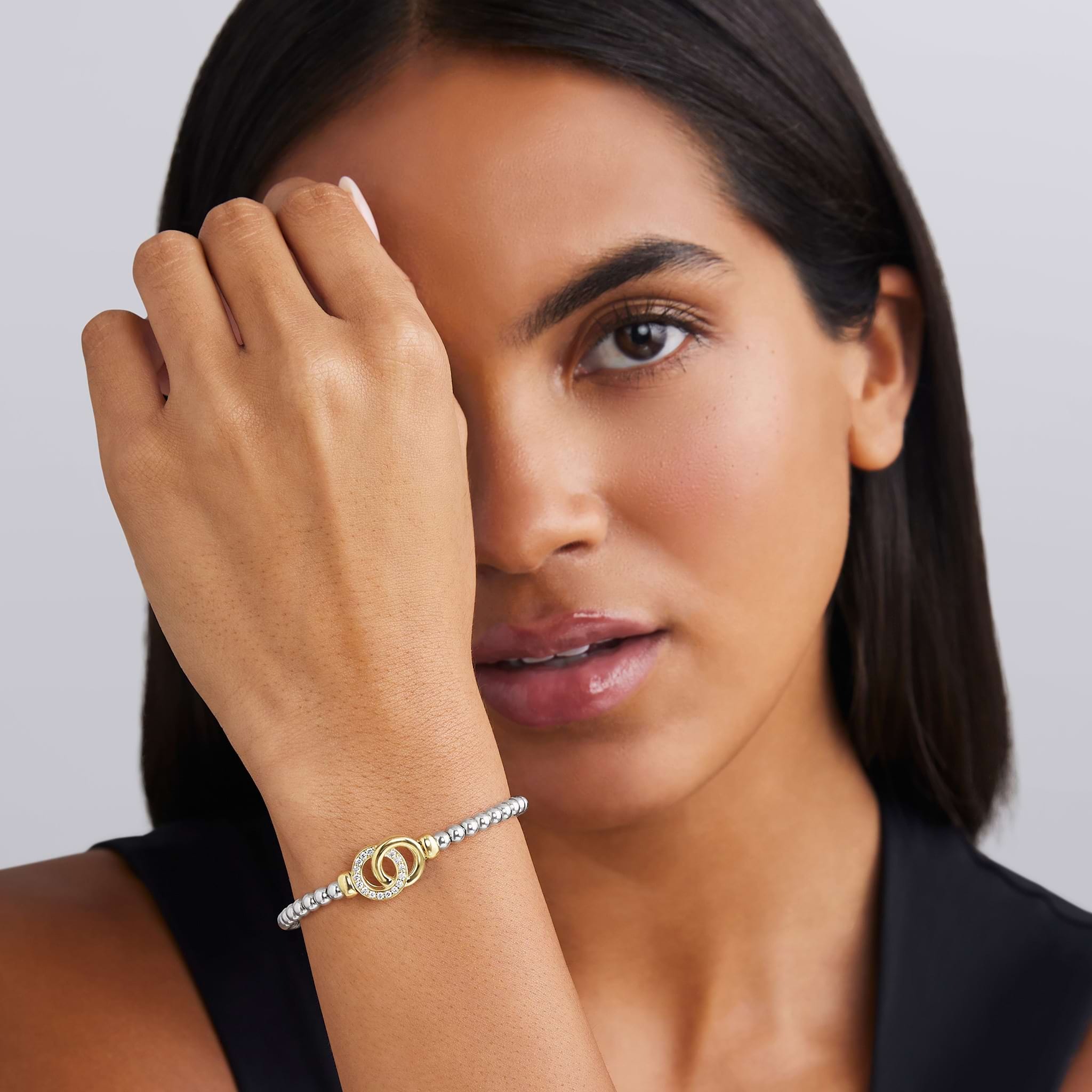 LAGOS Signature Caviar Interlocking Diamond Stretch Bracelet