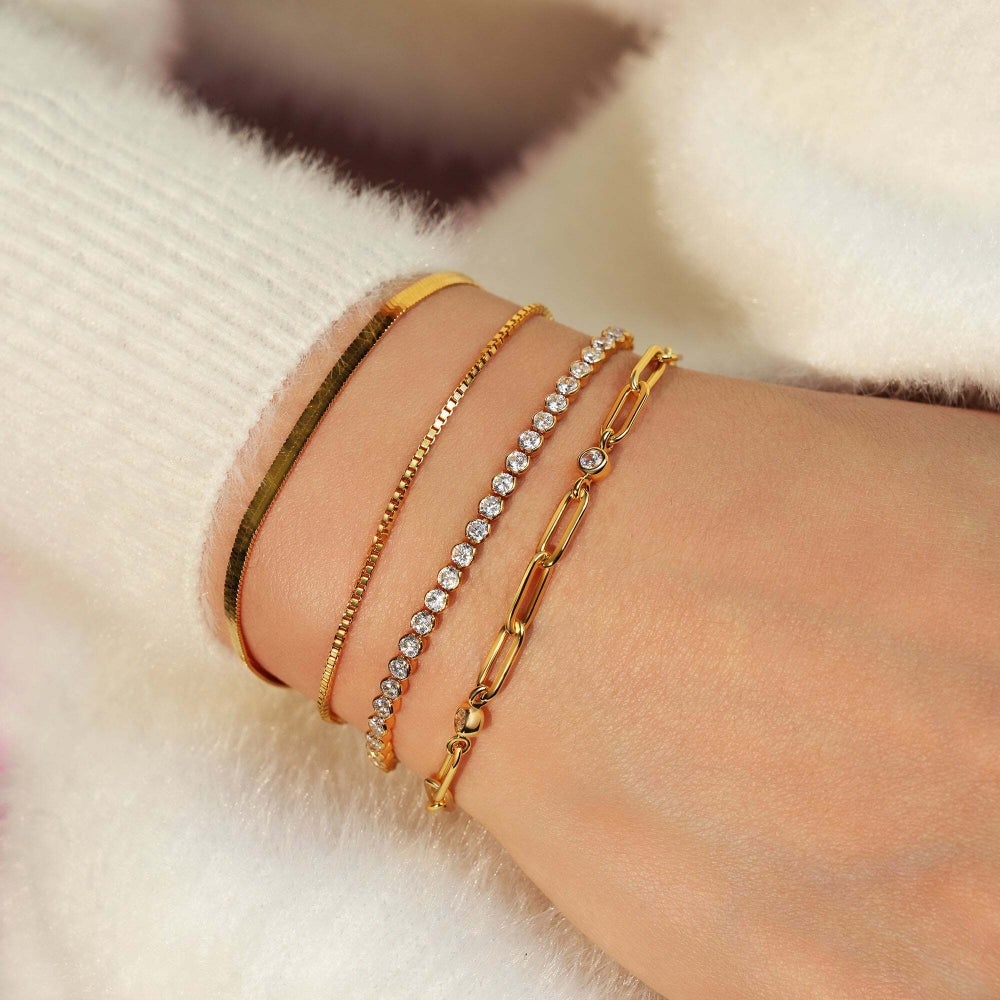 Ania Haie Bezel Station Paper Clip Chain Bracelet