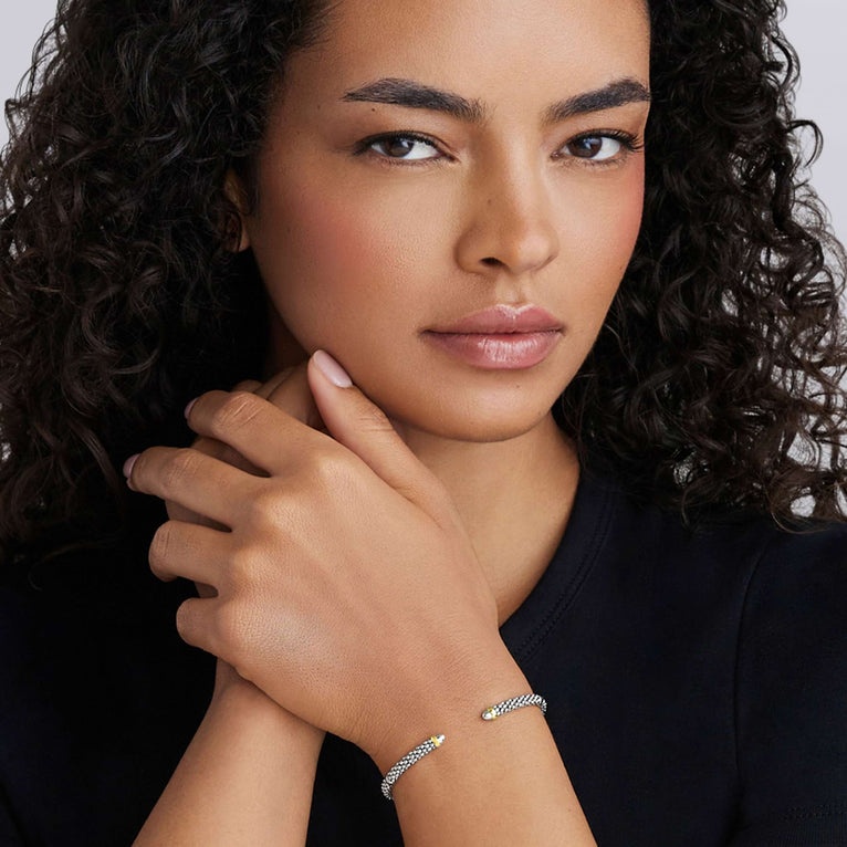 LAGOS Signature Caviar Two-Tone Mini Versa 3mm Torque Bracelet
