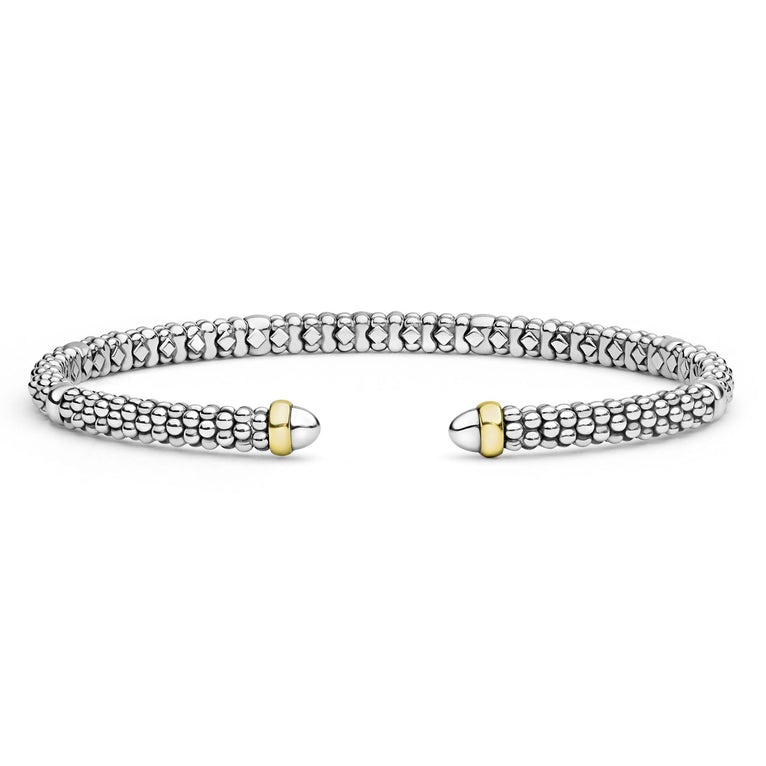 LAGOS Signature Caviar Two-Tone Mini Versa 3mm Torque Bracelet