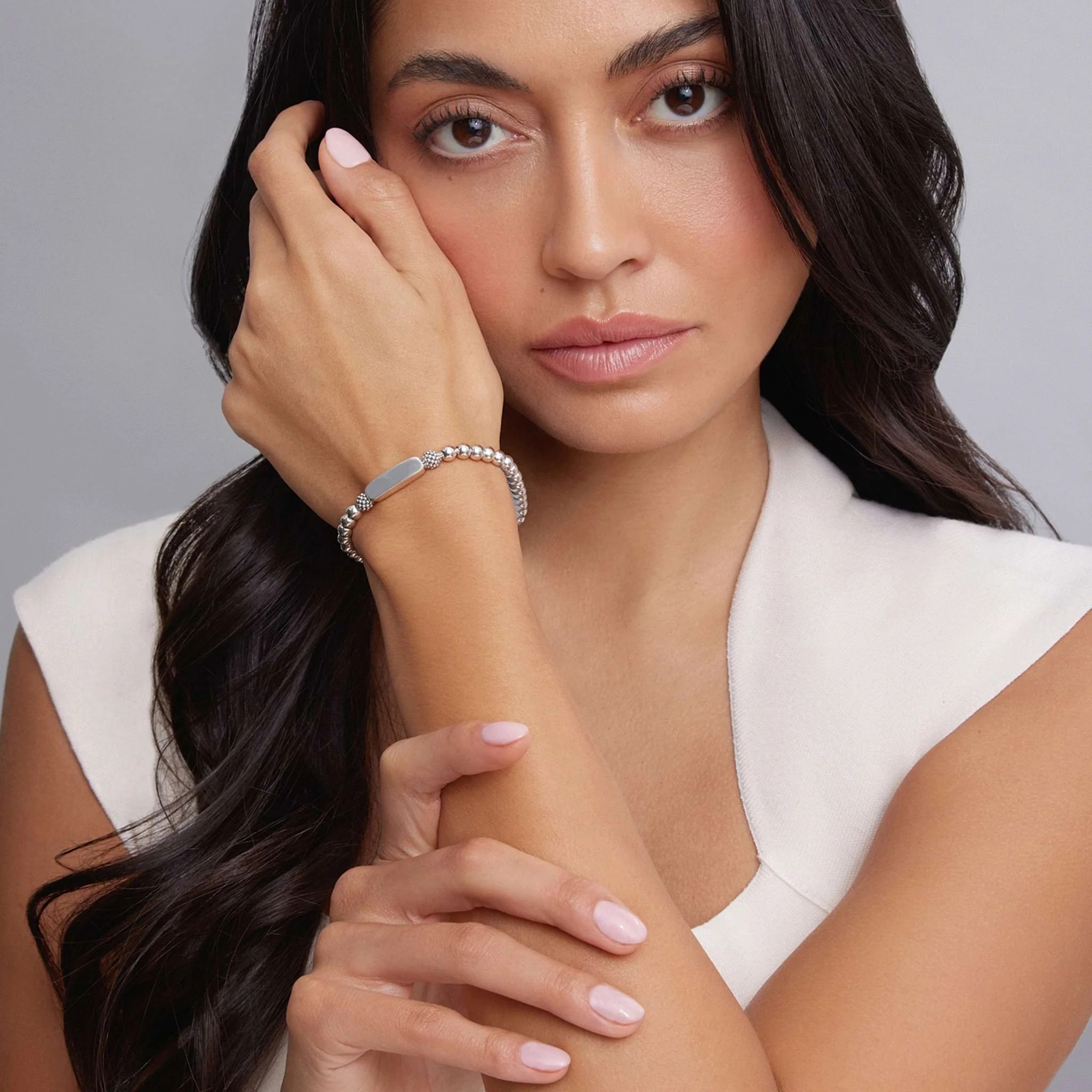 LAGOS Silver Station Stretch Bead Bracelet