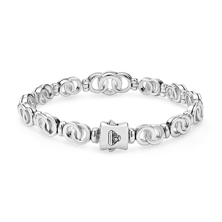 LAGOS Signature Caviar 7mm Petite Interlocking Diamond Link Bracelet