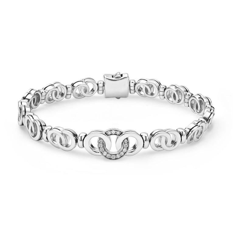 LAGOS Signature Caviar 7mm Petite Interlocking Diamond Link Bracelet