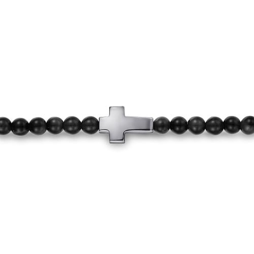 Gabriel & Co. Men Fashion Bujukan Onyx Beaded Cross Bracelet