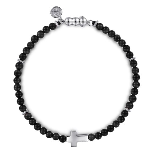 Gabriel & Co. Men Fashion Bujukan Onyx Beaded Cross Bracelet