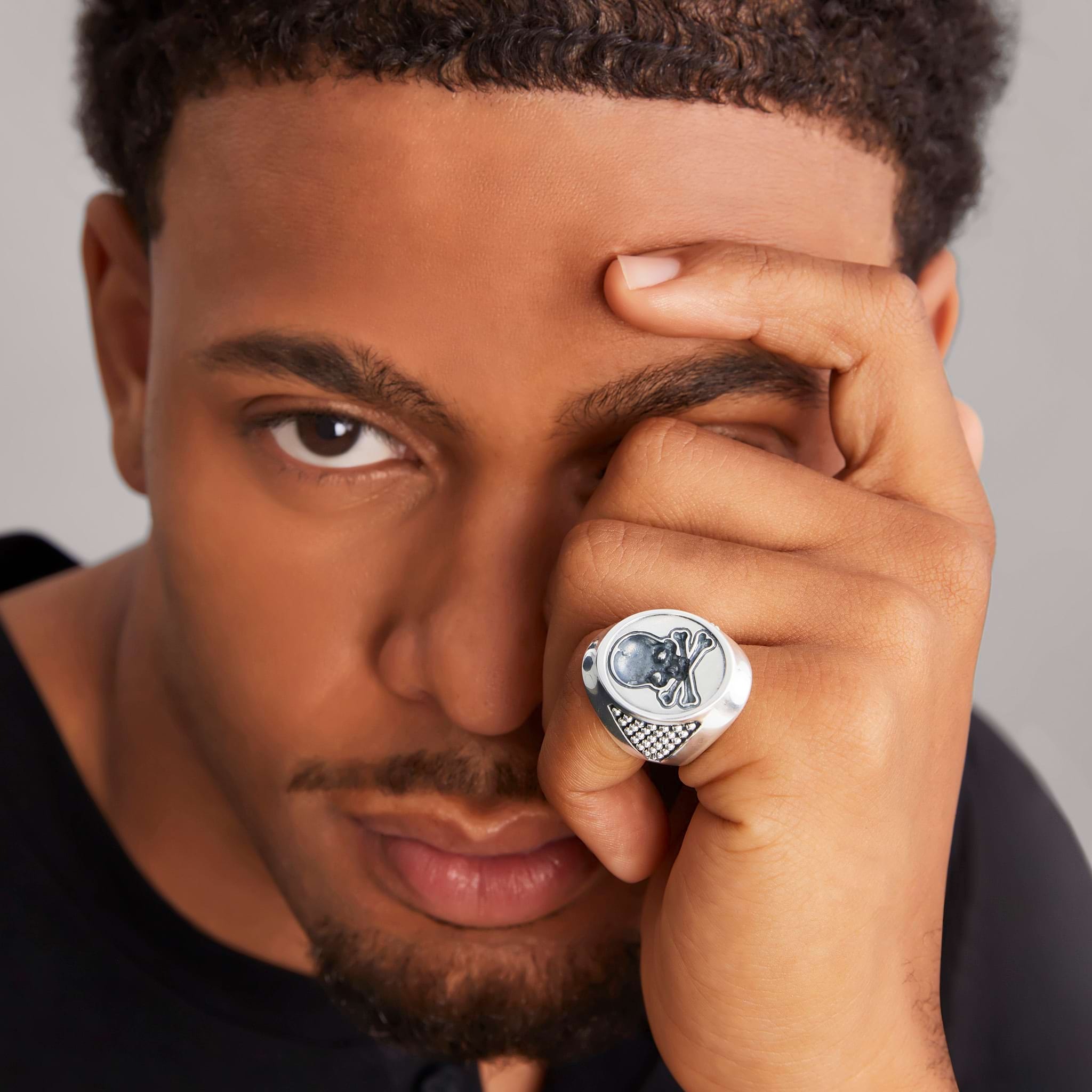Lagos Men's Anthem Silver Skull Signet Ring