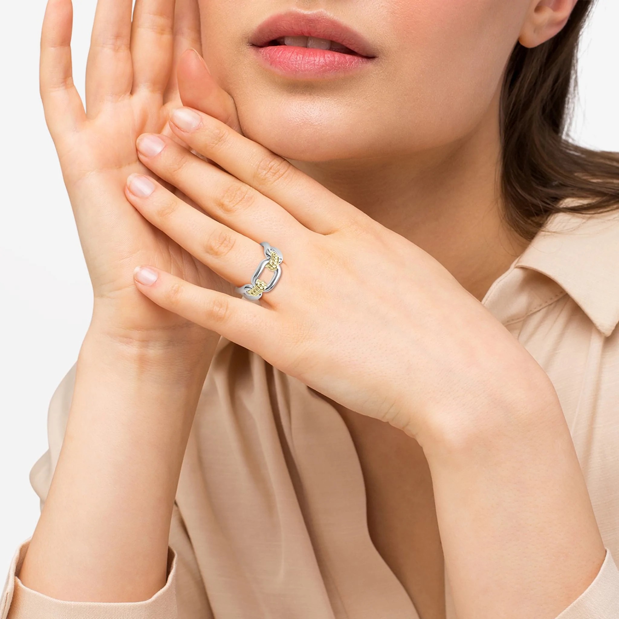 Lagos Signature Caviartwo Tone Link Ring