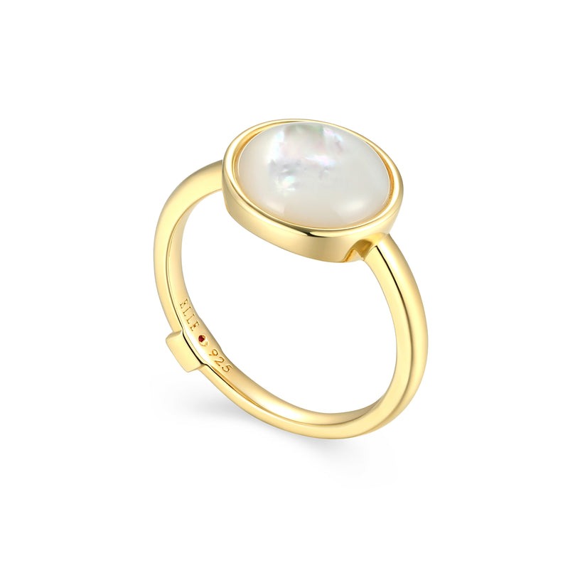 Elle Lustre Button Mother of Pearl Ring