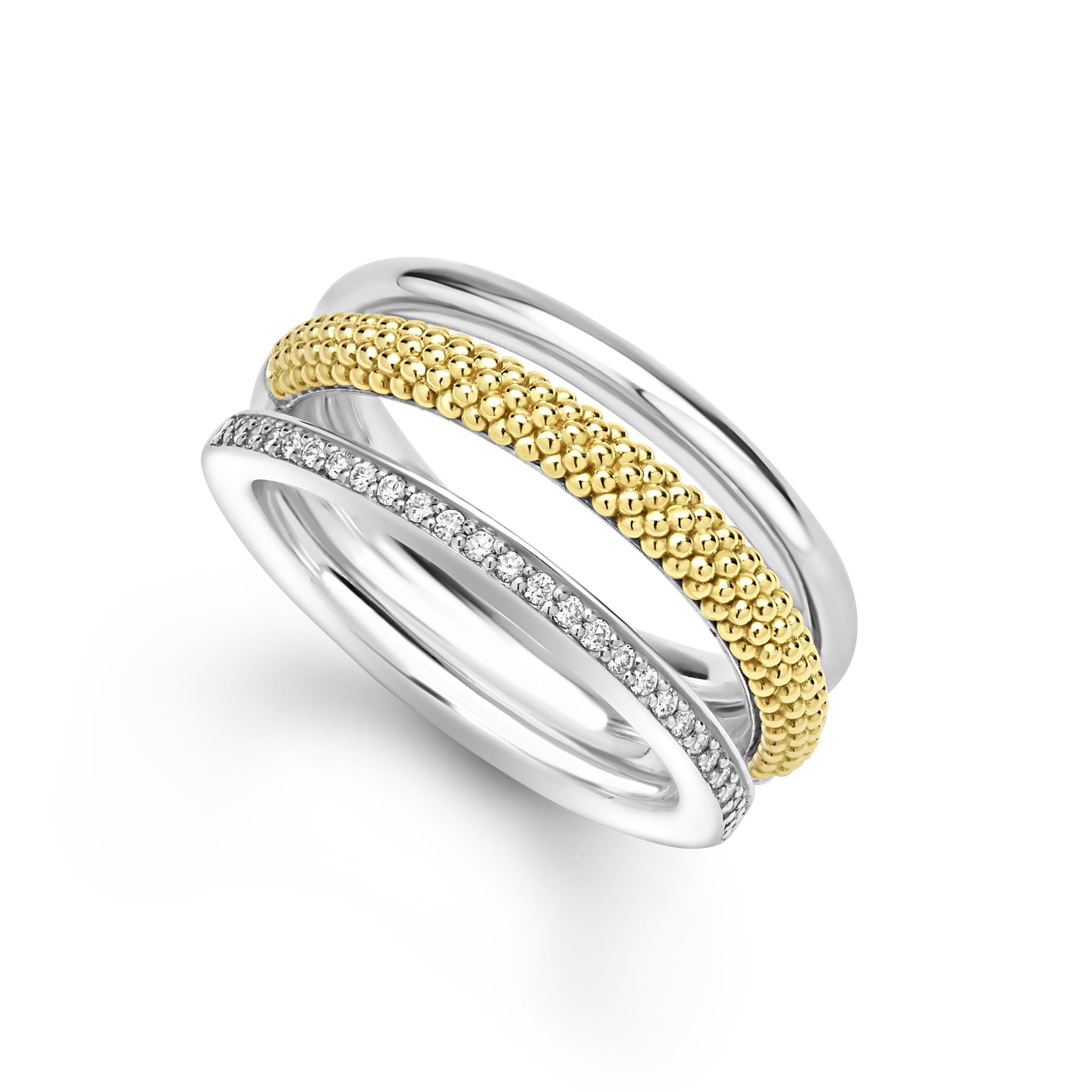 LAGOS Caviar Lux Two-Tone Three Ring Diamond Ring