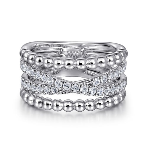 Gabriel & Co. Bujukan Silver White Sapphire Criss Cross Ring