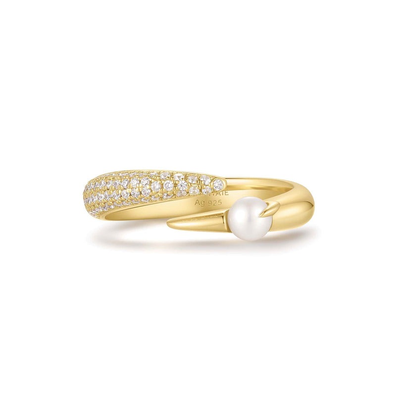 Ania Haie Sparkle Pearl Crossover Adjustable Ring