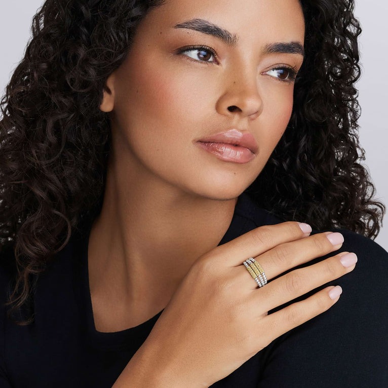 LAGOS Caviar Icon Two-Tone Three Row Ring
