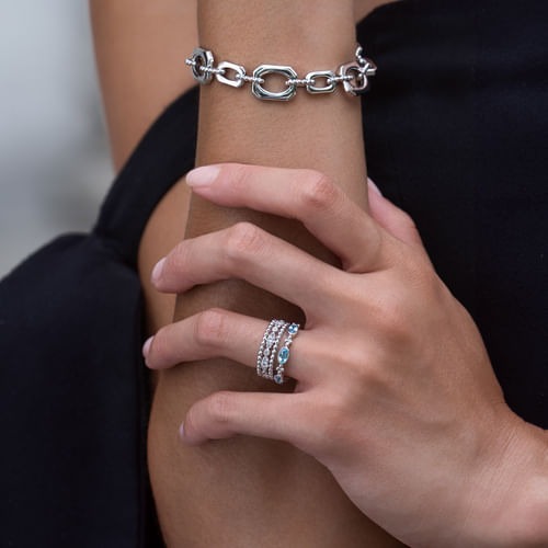 Gabriel & Co. Bujukan Blue Topaz Fashion Ring