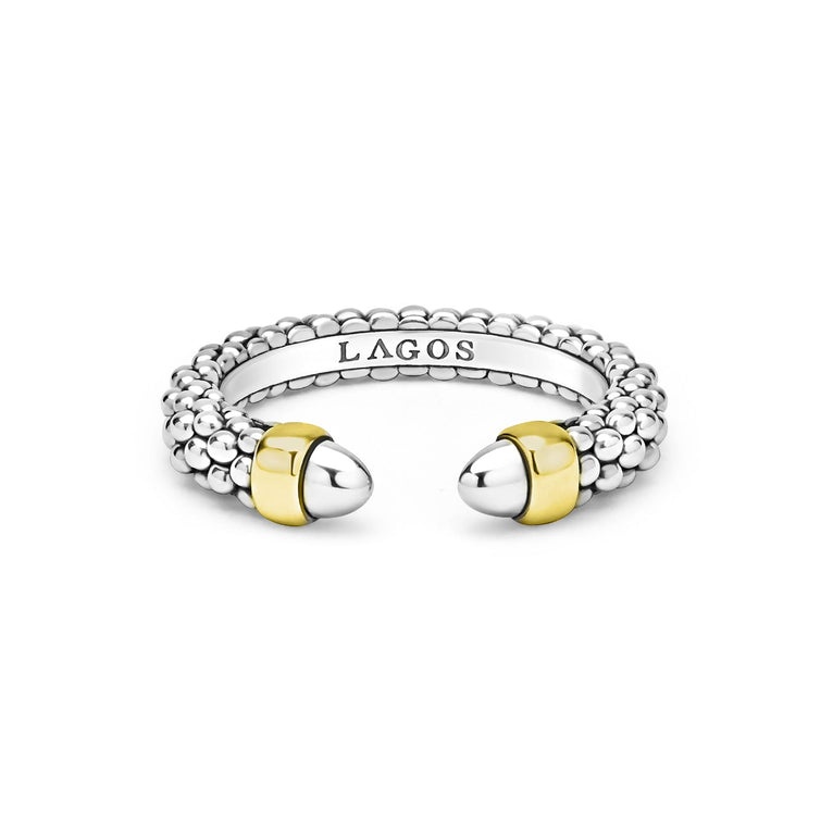 LAGOS Signature Caviar Two-Tone Mini Versa Stacking Ring