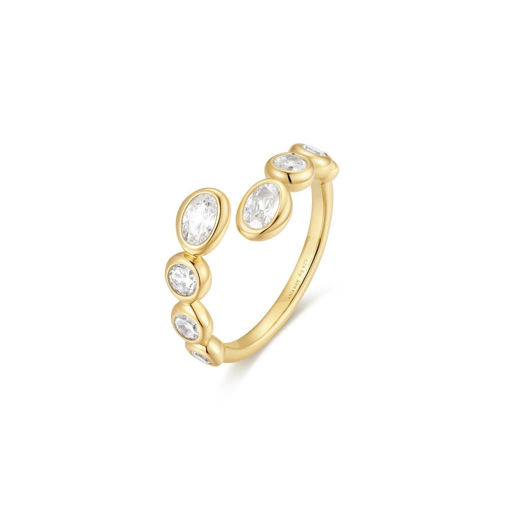 Ania Haie Organic Pebble Spiral Bezel Adjustable Ring