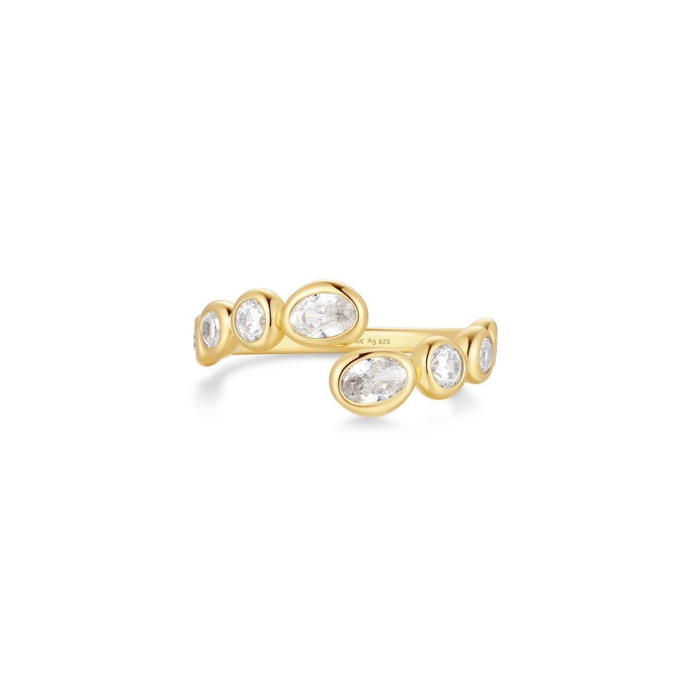 Ania Haie Organic Pebble Spiral Bezel Adjustable Ring