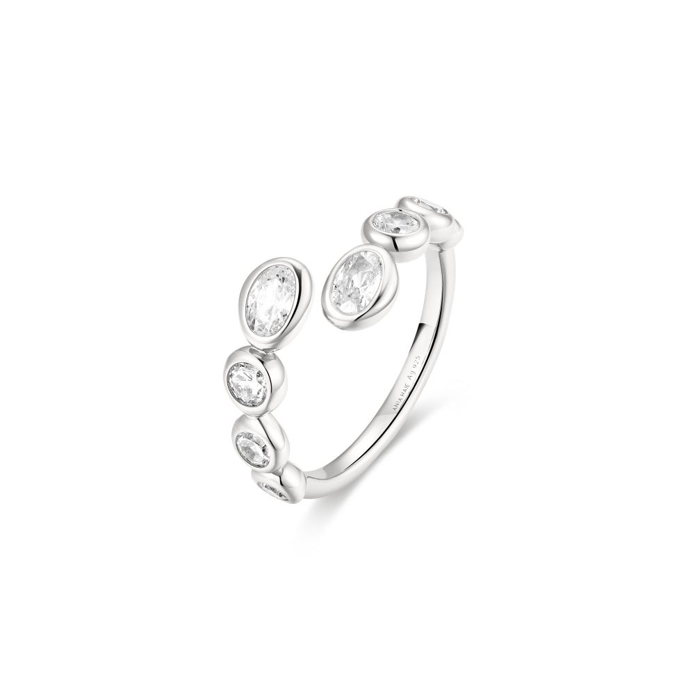 Ania Haie Organic Pebble Spiral Bezel Adjustable Ring