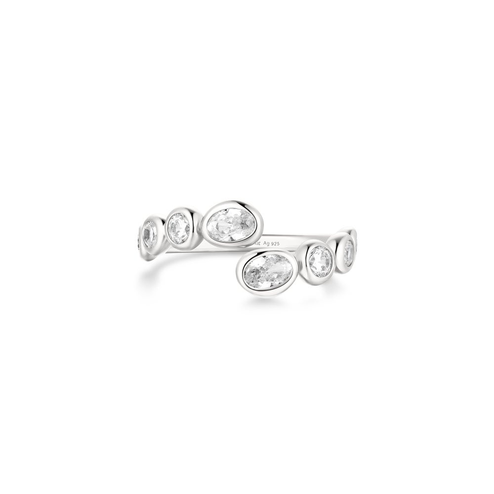 Ania Haie Organic Pebble Spiral Bezel Adjustable Ring