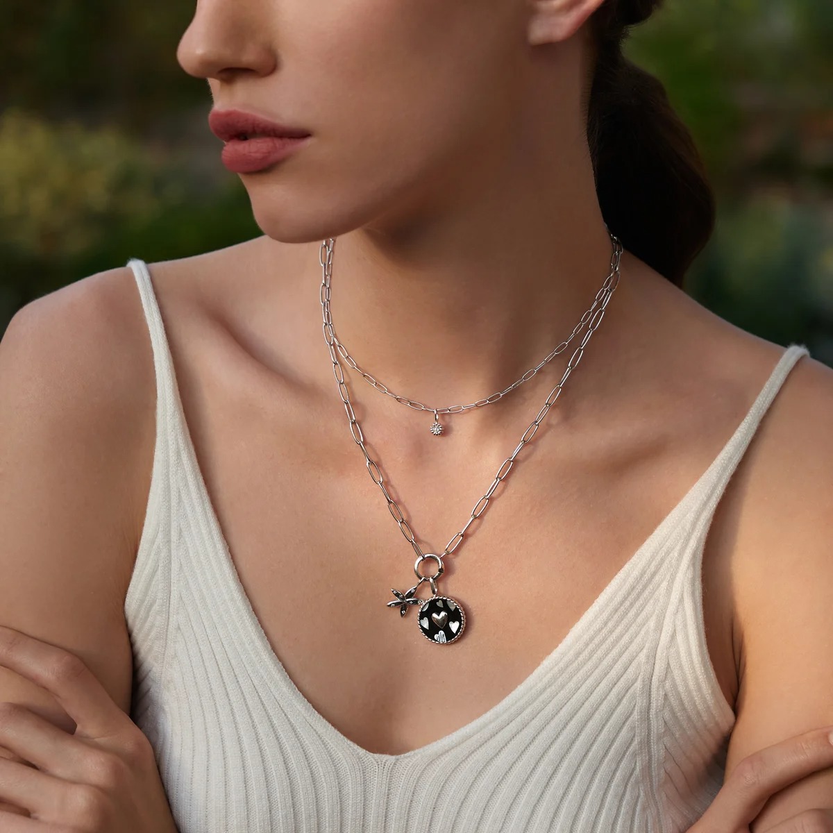 Ania Haie Heart Enamel & Malachite Charm Pendant