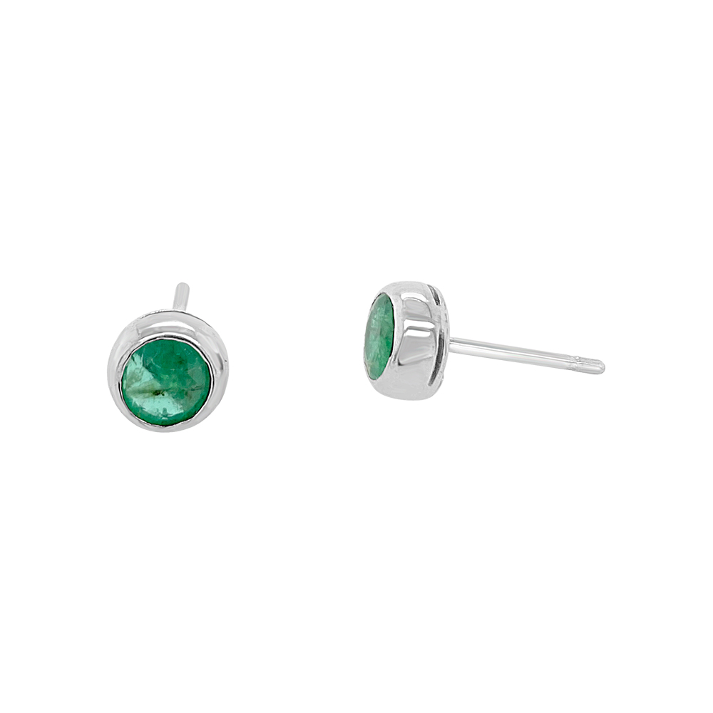 Irisa By Martin Binder Silver Emerald Stud Earrings