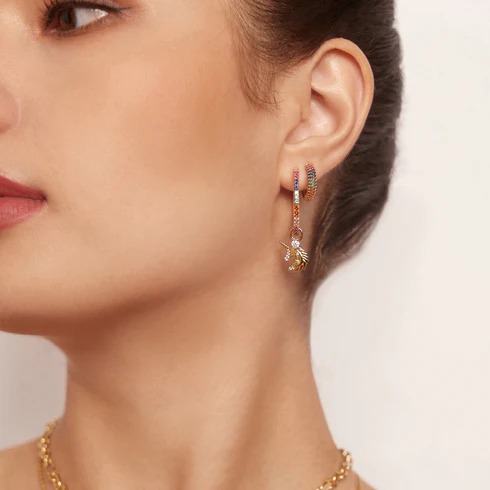 Ania Haie Pop Charms Rainbow Pave Hoop Earrings