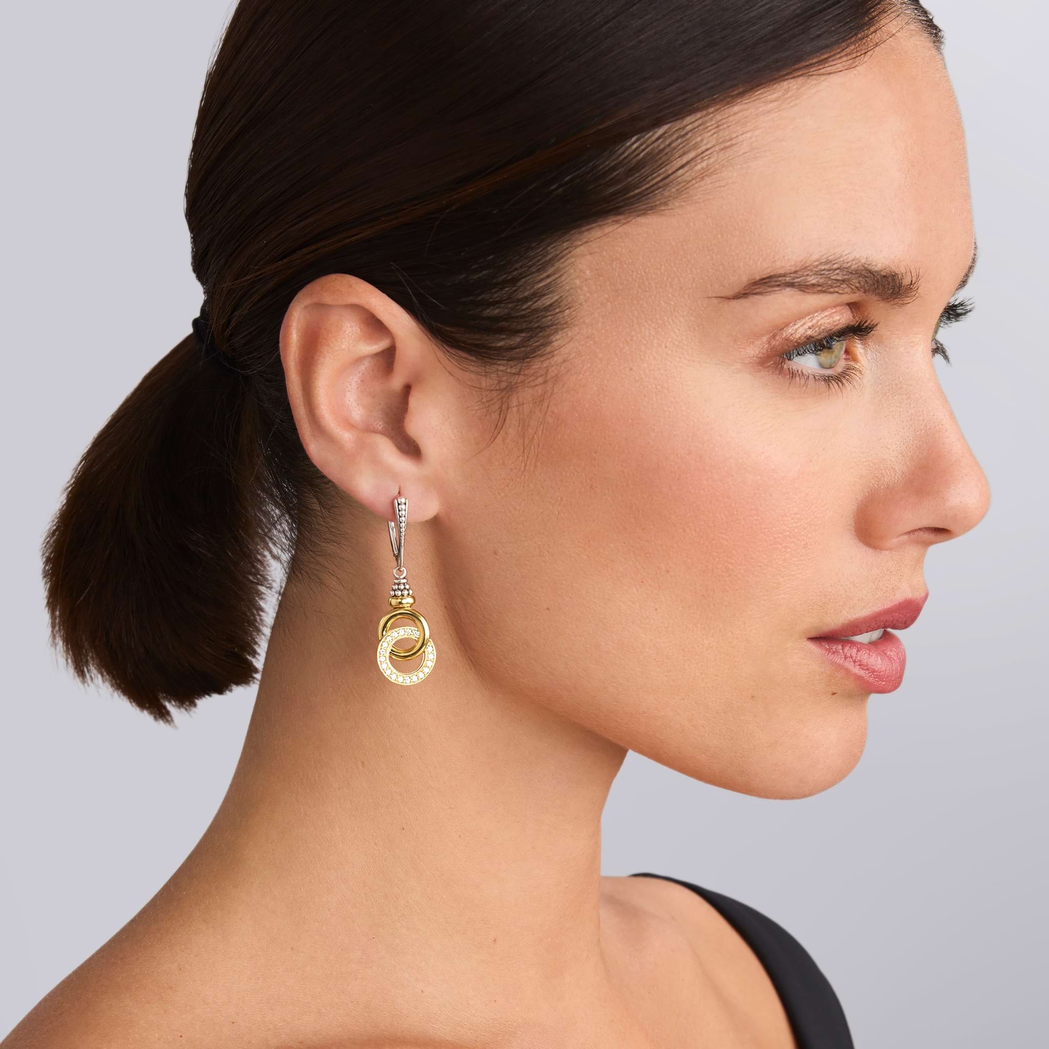 Lagos Two-tone Interlocking Diamond Drop Earrings
