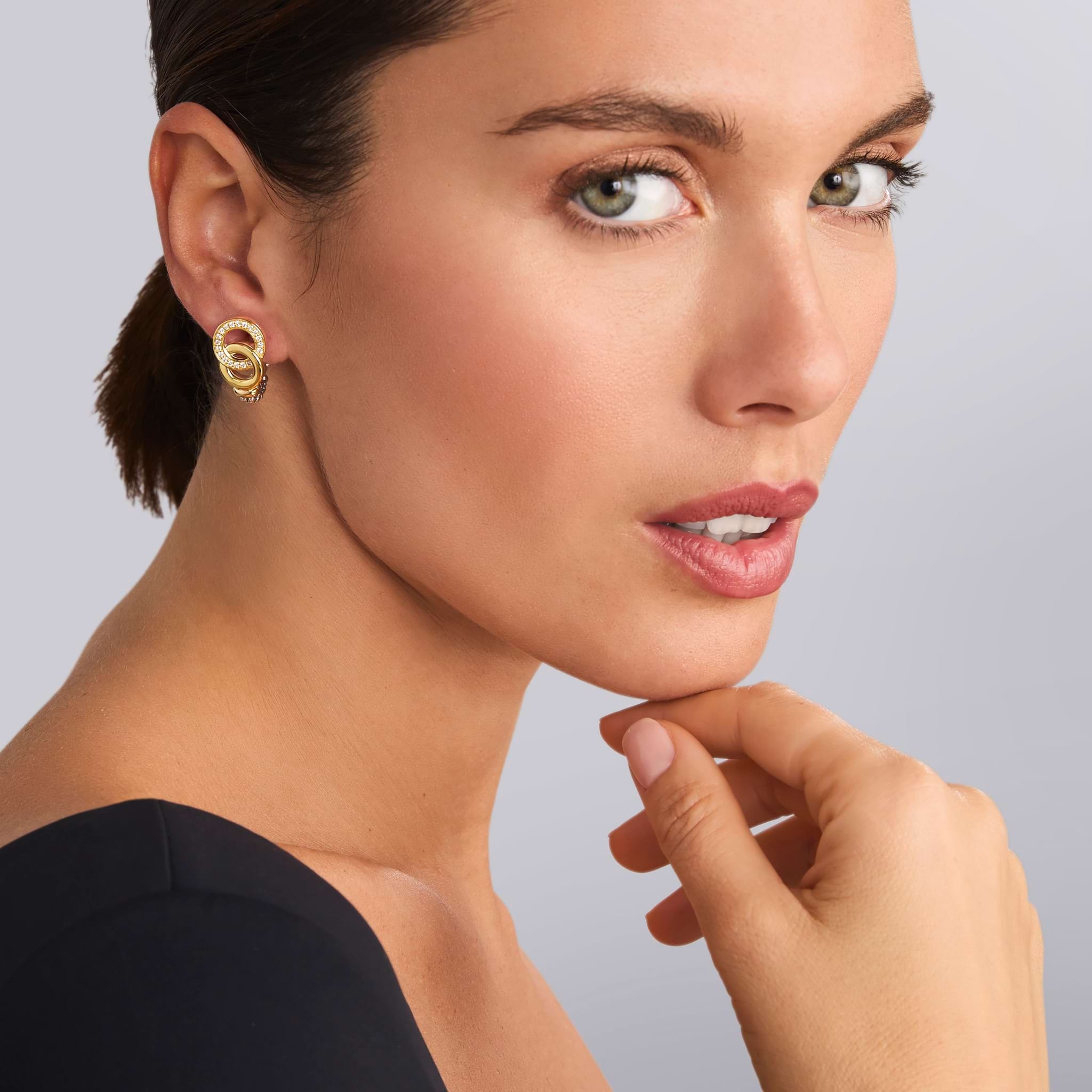 Lagos Two-tone Interlocking Diamond Omega Clip Earrings