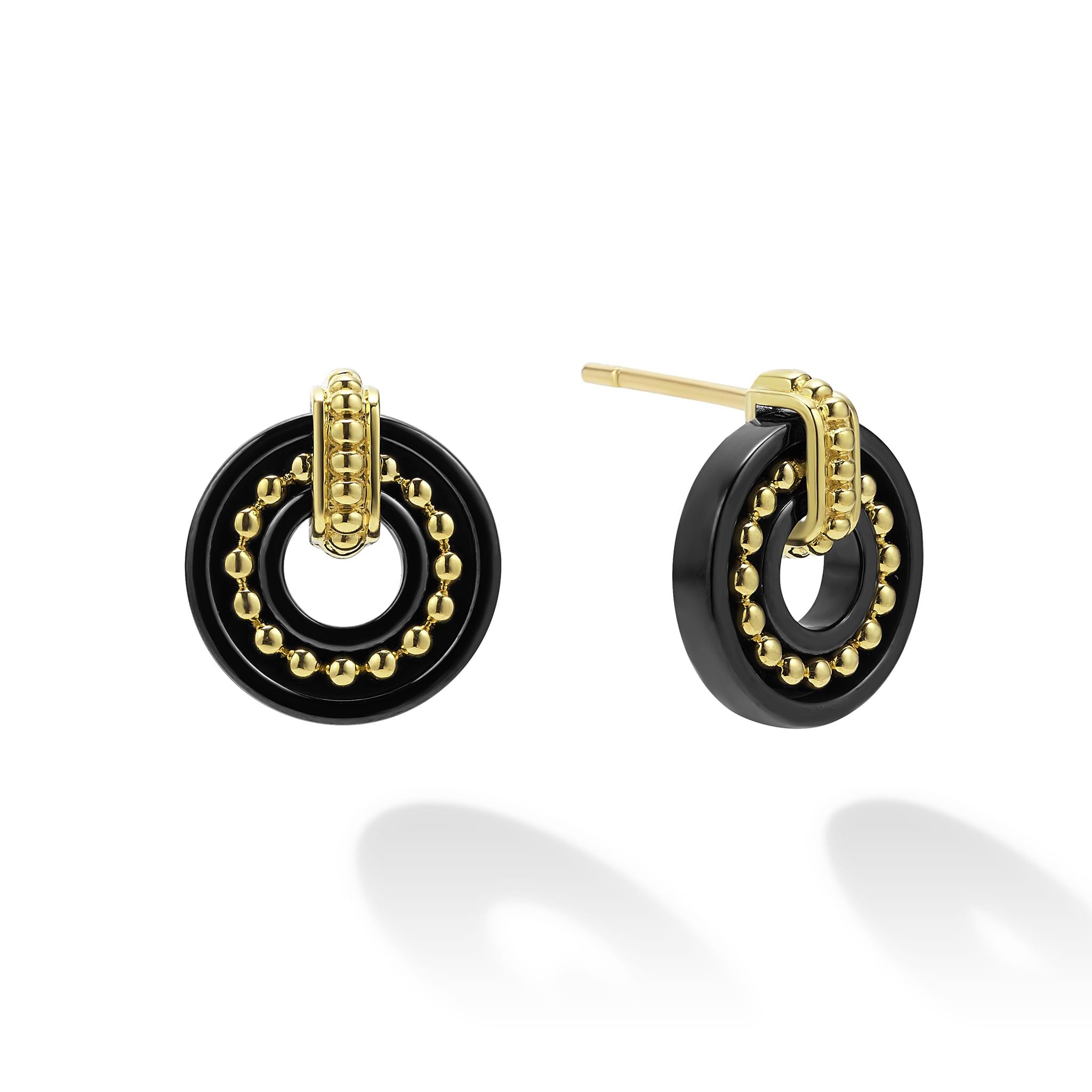 Lagos Blalck Caviar Gold & Ceramic Stud Earrings
