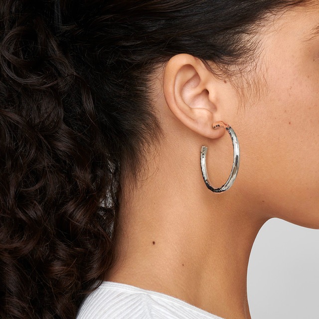 Ippolita Classico Silver Medium Hammered Hoop Earrings