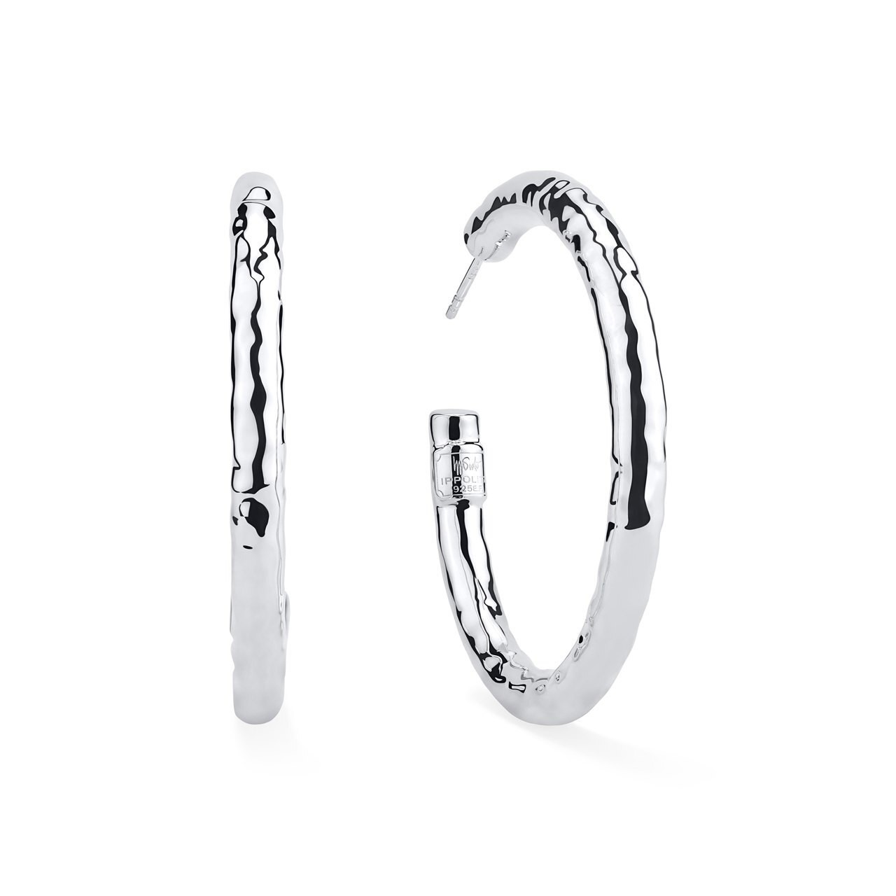 Ippolita Classico Silver Medium Hammered Hoop Earrings