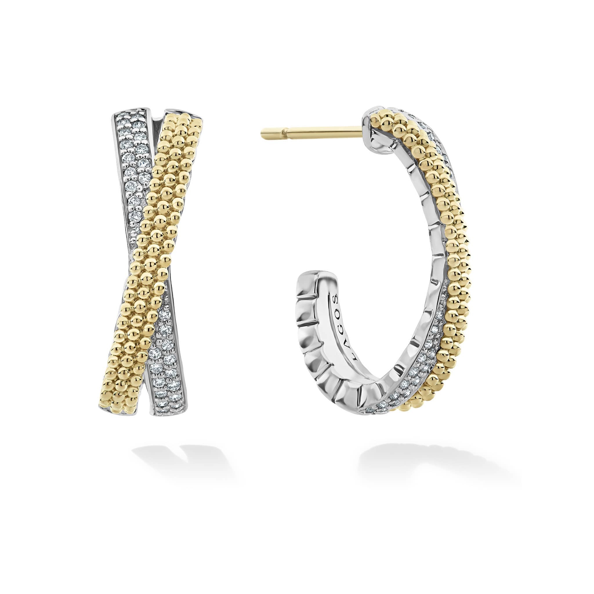 Lagos Caviar Lux Diamond Hoop Earrings