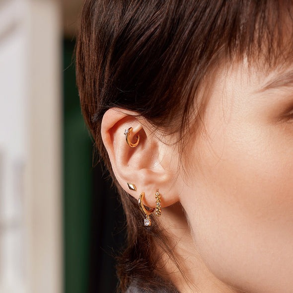 Ania Haie Solitaire Cubic Zirconia Mini Huggie Earrings