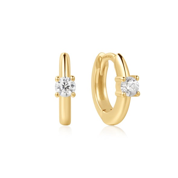 Ania Haie Solitaire Cubic Zirconia Mini Huggie Earrings