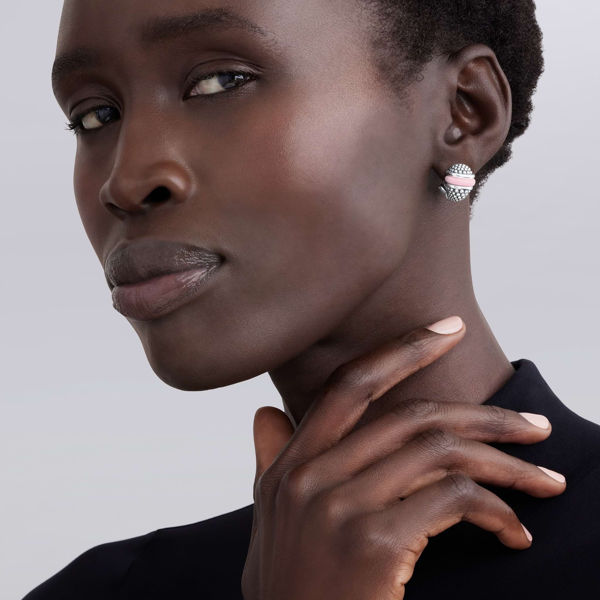 Lagos Pink Caviar Omega Clip Earrings