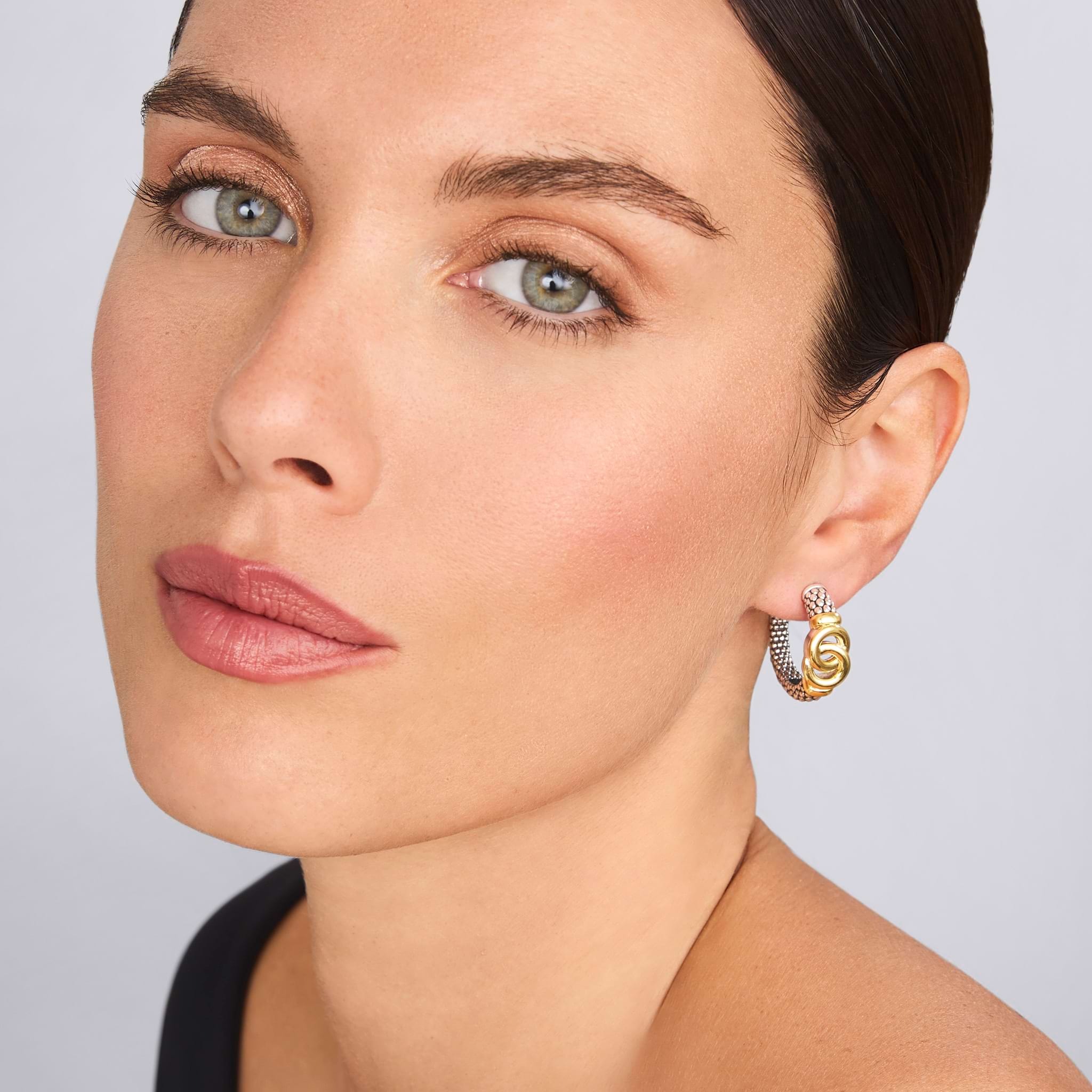 Lagos Signature Caviar Interlocking Hoop Earrings