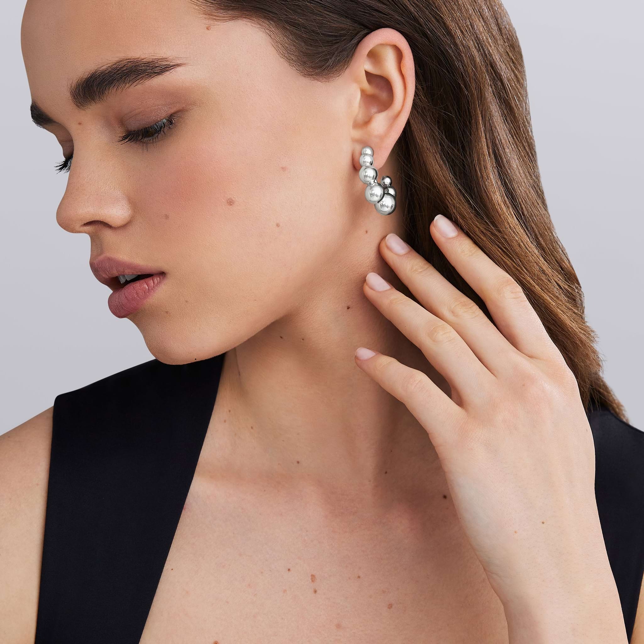 LAGOS Caviar Bubbly Silver Beaded Hoop Earrings