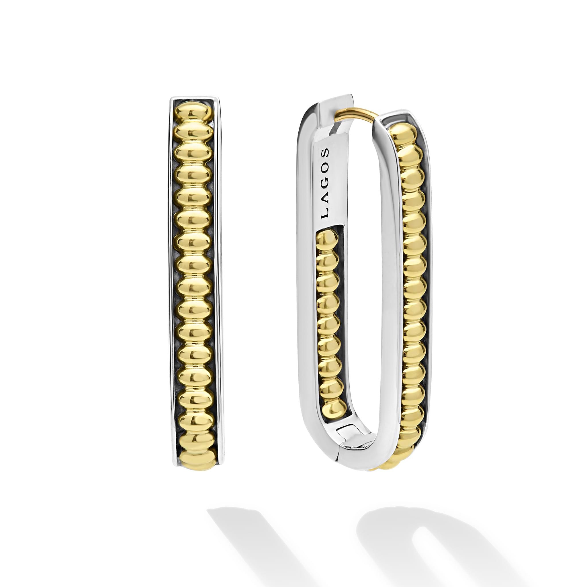 LAGOS Signature Caviar Large Linear Hoop Earrings