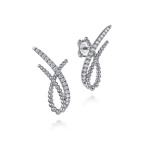 Gabriel & Co. Bujukan Silver White Sapphire Stud Earrings