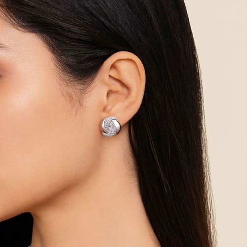 Gabriel & Co. Bujukan Silver White Sapphire Spiral Stud Earrings