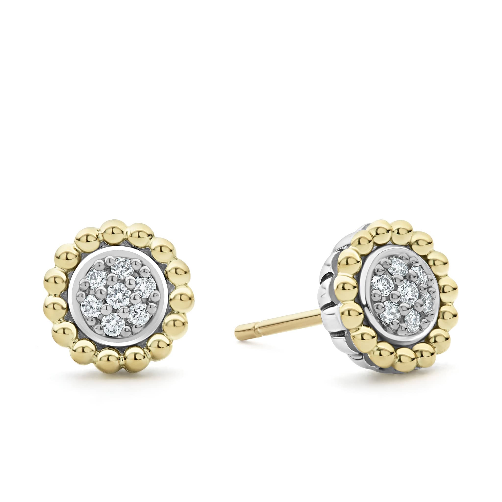 LAGOS Caviar Lux Two-Tone Diamond Stud Earrings