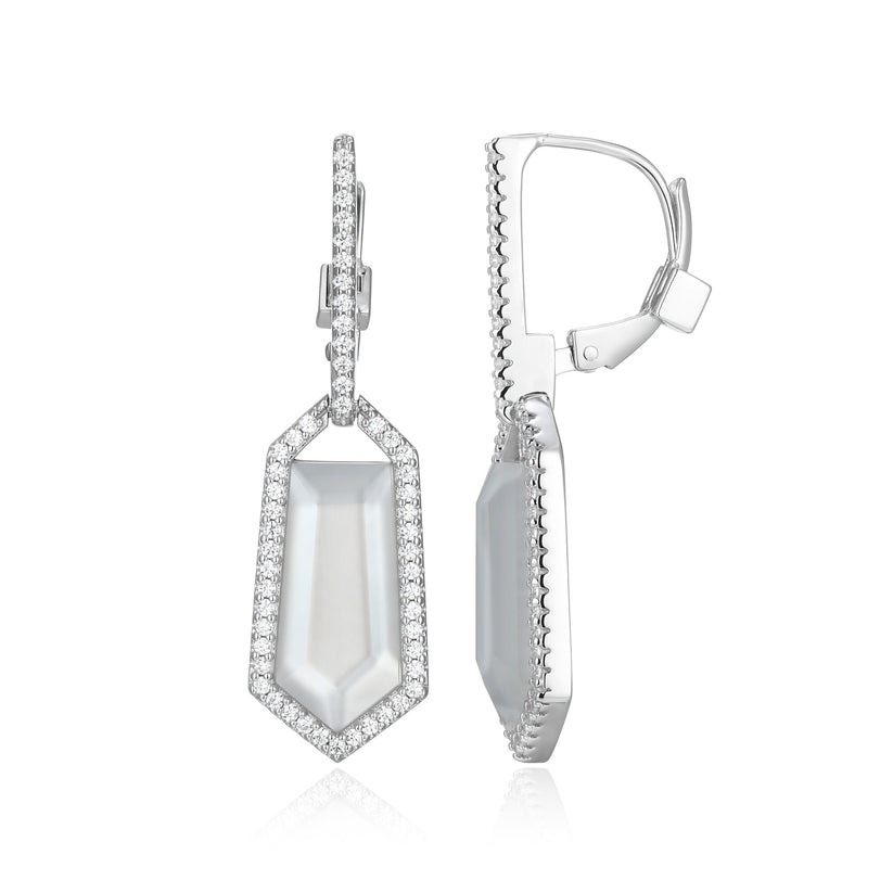 Elle Fancy Mother of Pearl Doublet Leverback Drop Earrings