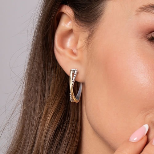 Gabriel & Co. Bujukan Criss Cross Intricate Hoop Earrings