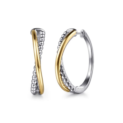 Gabriel & Co. Bujukan Criss Cross Intricate Hoop Earrings