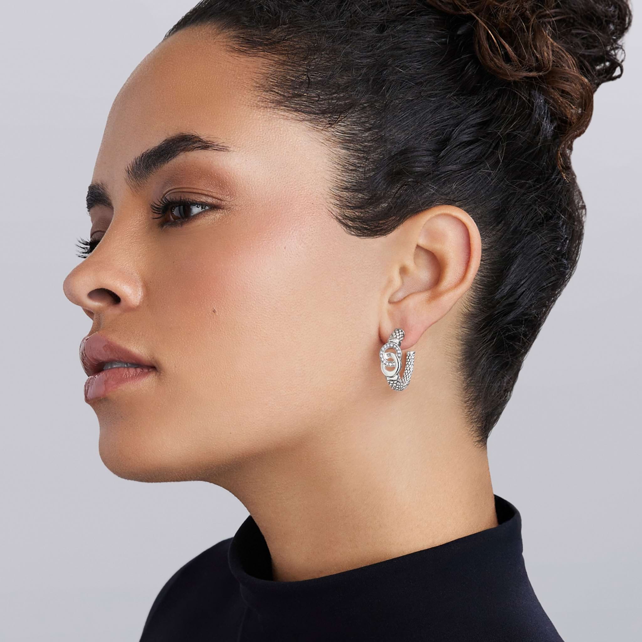 LAGOS Signature Caviar Interlocking Diamond Hoop Earrings