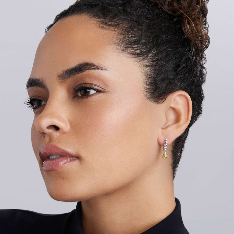 LAGOS Caviar Icon Two-Tone Beaded Huggie Earrings
