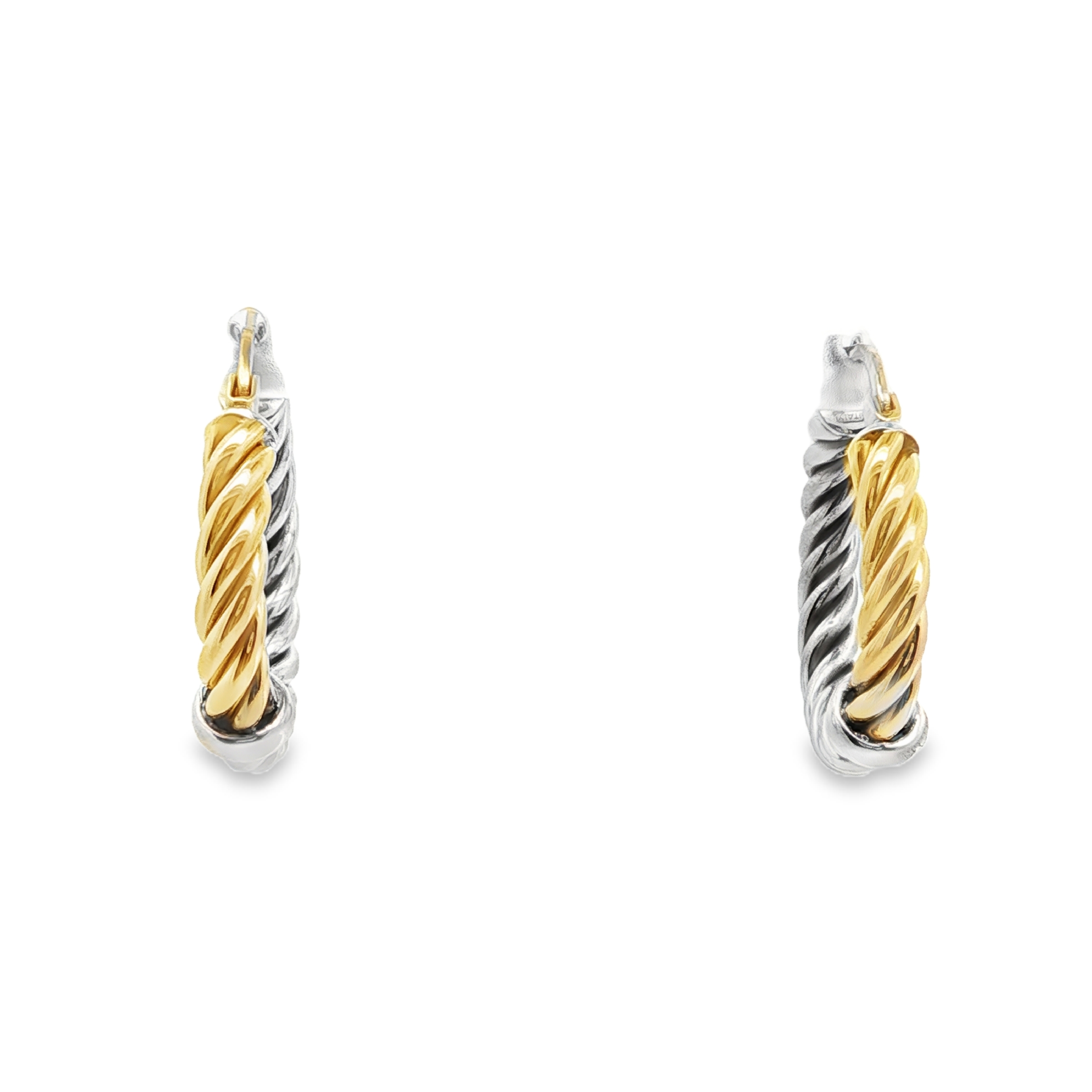Estate by Martin Binder Silver Ribbed Hoop Earrings