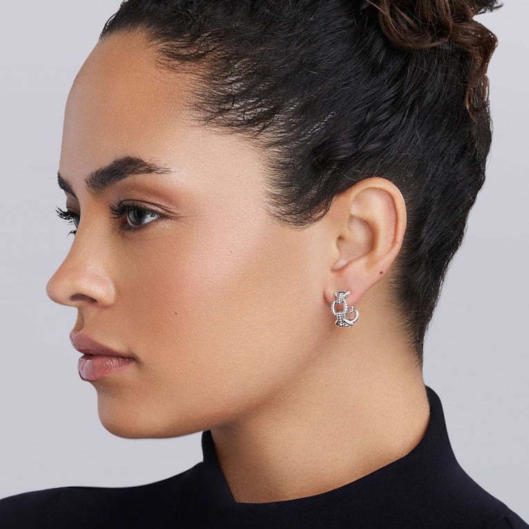 LAGOS Signature Caviar Link Oval Hoop Earrings
