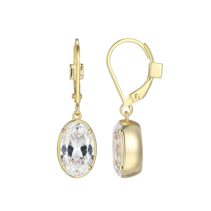Elle Serenelle Oval CZ Leverback Earrings