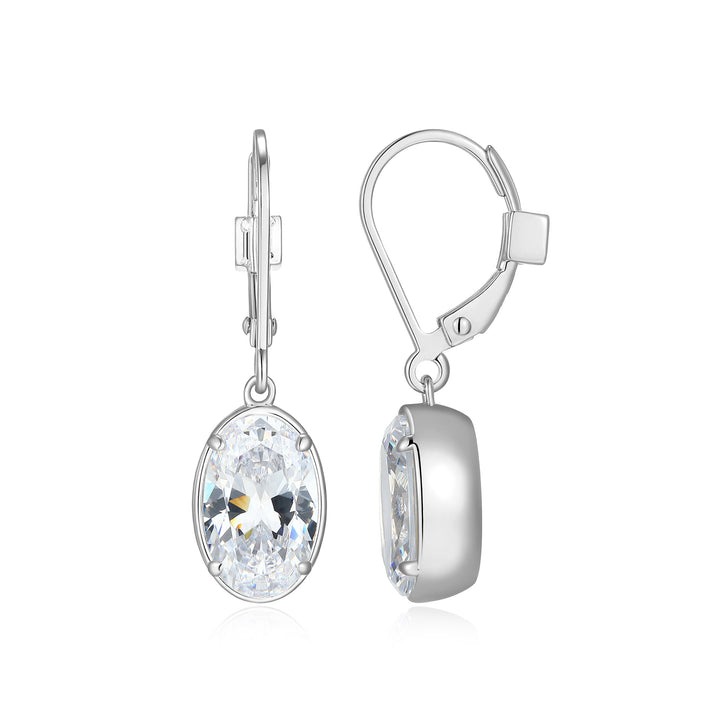 Elle Serenelle Oval CZ Leverback Earrings